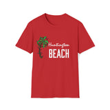 Huntington Beach and Palm Tree Christmas Lights Softstyle T-Shirt Front Design
