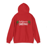 HB in Christmas Lights Front - California and Palm Trees Back Unisex Heavy Hooded Sweatshirt