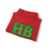 HB in Christmas Lights Front - California and Palm Trees Back Unisex Heavy Hooded Sweatshirt
