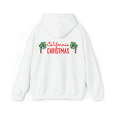 HB in Christmas Lights Front - California and Palm Trees Back Unisex Heavy Hooded Sweatshirt
