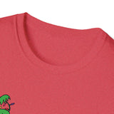 Huntington Beach and Palm Tree Christmas Lights Softstyle T-Shirt Front Design