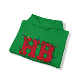 HB in Christmas Lights Front - California and Palm Trees Back Unisex Heavy Hooded Sweatshirt