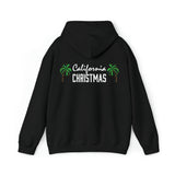 HB in Christmas Lights Front - California and Palm Trees Back Unisex Heavy Hooded Sweatshirt