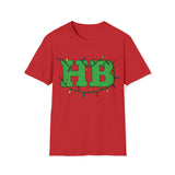 Huntington Beach HB in Christmas Lights Softstyle T Shirt Front Design