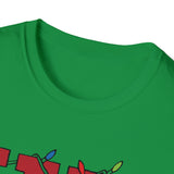 Huntington Beach HB in Christmas Lights Softstyle T Shirt Front Design
