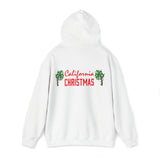 HB in Christmas Lights Front - California and Palm Trees Back Unisex Heavy Hooded Sweatshirt