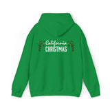 HB in Christmas Lights Front - California and Palm Trees Back Unisex Heavy Hooded Sweatshirt
