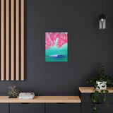 Pink Palms and Wave - Canvas Gallery Wrap