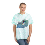 Uncle Sam Surfing the Huntington Beach Pier Unisex Tie Die Heavy Cotton Thick Durable T Shirt Red White & Blue Surf City