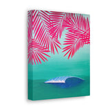 Pink Palms and Wave - Canvas Gallery Wrap