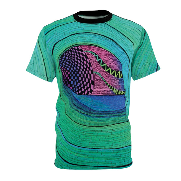 Green Trippy Wave psychedelic All Over Print T Shirt Perfect Wave gift for surfers ocean lovers