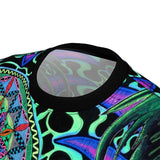 Flower of Life Blue Purple Ocean Trippy All Over Print T Shirt - Spiritual Sacred Geometry Shirt, Psychedelic clothes, Raver clothing