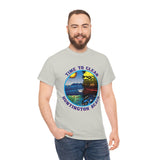 Time to Clean Huntington Beach T Shirt Heavy Thick Cotton Durable Long Oil Spill Clean Up Design - Light Colors