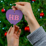 Purple Heart HB with Christmas Lights Ceramic Ornament