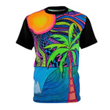 Palm Tree Wave Trippy All Over Print T Shirt -  Psychedelic clothes, Raver, Sun, Visionary gifts