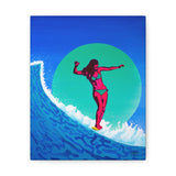 Pink Surfer Girl Canvas Gallery Wrap