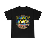 Yellowstone National Park Geyser Buffalo Bison Heavy Cotton Long Durable T Shirt with Sacred Geometry Flower of life seed of life