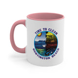 Time to Clean Huntington Beach Oil Spill Design Accent Coffee Mug, 11oz