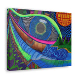 Look Eye Mountains Blues Trippy Pattern Sacred Geometry Canvas Wall Art Gallery Wrap