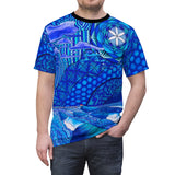 Blue Ocean Trippy All Over Print T Shirt - Spiritual Sacred Geometry Shirt, Psychedelic clothes, Raver clothing, HB Pier