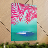 Pink Palms and Wave - Canvas Gallery Wrap