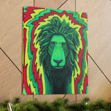 Rasta Lion Reggae Wall Art Canvas Gallery Wrap Print Green Yellow Red Eclectic Home Decor