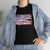 Red White and Blue Huntington Beach Distressed US Flag Heavy Cotton Unisex T Shirt