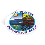 Time to Clean Huntington Beach Oil Spill Design Round Vinyl Stickers