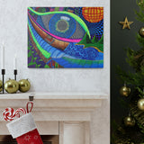 Look Eye Mountains Blues Trippy Pattern Sacred Geometry Canvas Wall Art Gallery Wrap