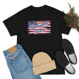 Red White and Blue Huntington Beach Distressed US Flag Heavy Cotton Unisex T Shirt