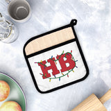 Red HB with Christmas Lights Pot Holder with Pocket