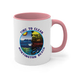 Time to Clean Huntington Beach Oil Spill Design Accent Coffee Mug, 11oz