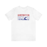 Red White and Blue Huntington Beach Wave Super Soft Unisex T Shirt