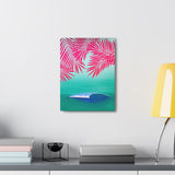 Pink Palms and Wave - Canvas Gallery Wrap