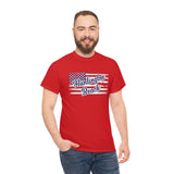 Red White and Blue Huntington Beach Distressed US Flag Heavy Cotton Unisex T Shirt