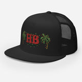 Palms Trees and Red HB in Christmas Lights Trucker Cap