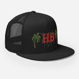 Palms Trees and Red HB in Christmas Lights Trucker Cap
