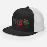 Palms Trees and Red HB in Christmas Lights Trucker Cap