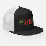 Palms Trees and Red HB in Christmas Lights Trucker Cap