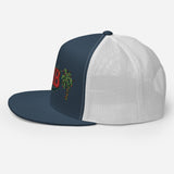 Palms Trees and Red HB in Christmas Lights Trucker Cap