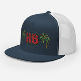 Palms Trees and Red HB in Christmas Lights Trucker Cap
