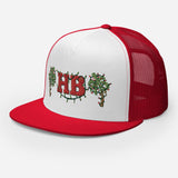 Palms Trees and Red HB in Christmas Lights Trucker Cap