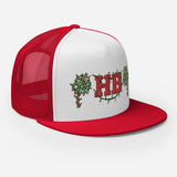 Palms Trees and Red HB in Christmas Lights Trucker Cap