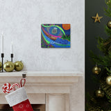 Look Eye Mountains Blues Trippy Pattern Sacred Geometry Canvas Wall Art Gallery Wrap