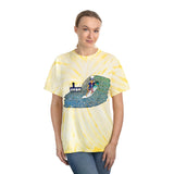 Uncle Sam Surfing the Huntington Beach Pier Unisex Tie Die Heavy Cotton Thick Durable T Shirt Red White & Blue Surf City