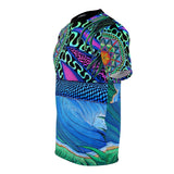 Flower of Life Blue Purple Ocean Trippy All Over Print T Shirt - Spiritual Sacred Geometry Shirt, Psychedelic clothes, Raver clothing