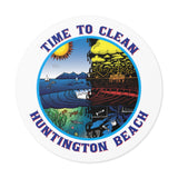 Time to Clean Huntington Beach Oil Spill Design Round Vinyl Stickers