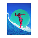 Pink Surfer Girl Canvas Gallery Wrap