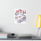 84 Surfing 4th of July Championship Huntington Beach Patriotic Premium Matte Poster