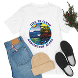 Time to Clean Huntington Beach T Shirt Light Super Soft Cotton Oil Spill Clean Up Design - Light Colors